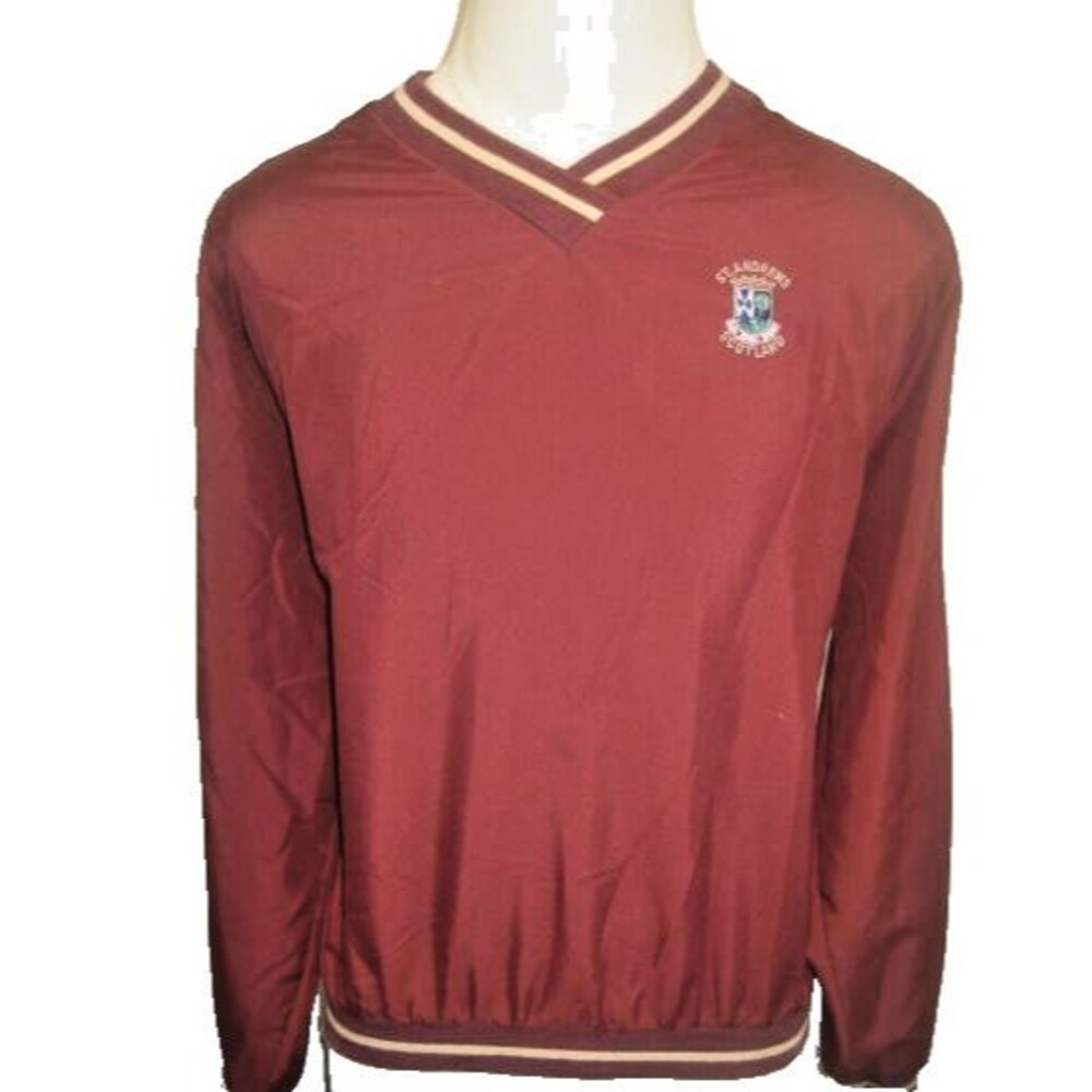 Mens Walls Burgundy Cotton V-Neck Pullover w St Andrews Logo sz Med